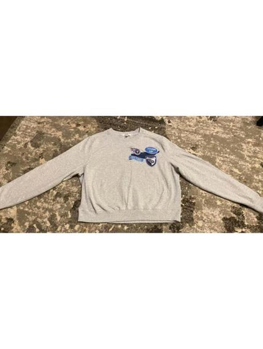 Nashville Titans Sweatshirt - Gray Crewneck with Embroidered Logos XL
